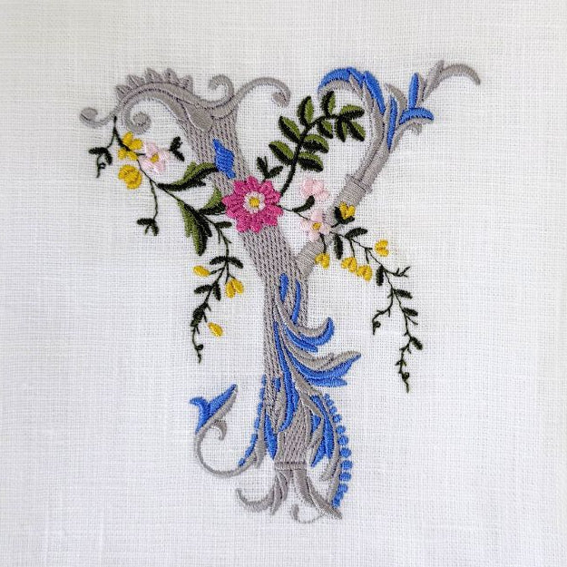 Heritage Floral Monogram Linen Towel - New