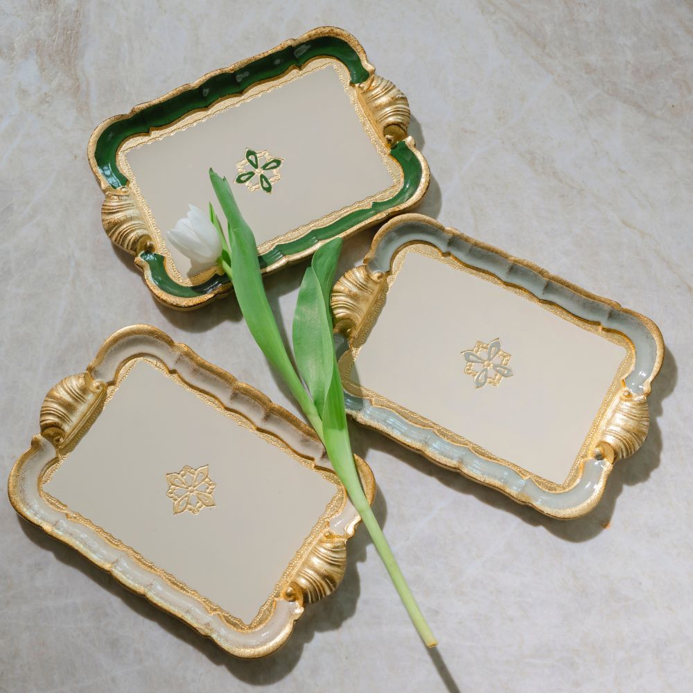 Florentino Baroque Wooden Tray Small - Hand-Carved Italian Serving