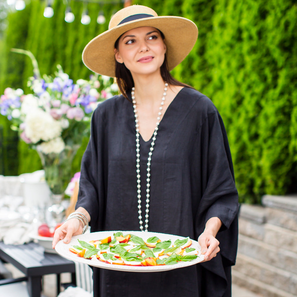 Arte Italica Finezza cream large oval tray – Italian ceramic serving platter with ornate lace design