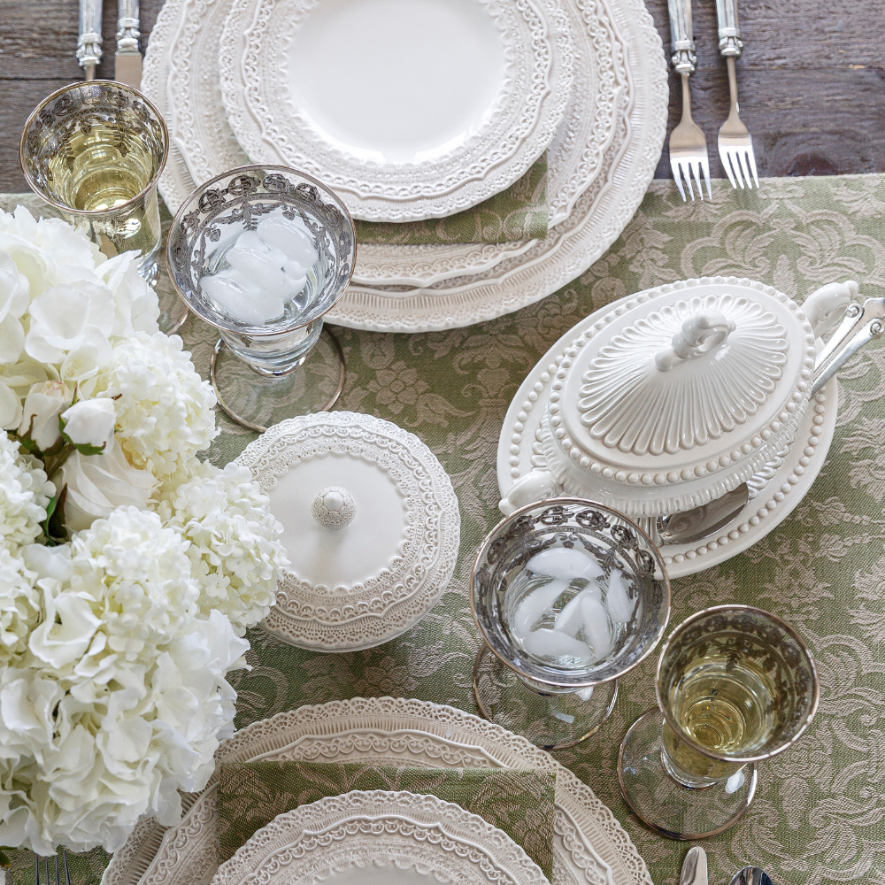 Arte Italica Finezza cream small soup tureen platter – elegant Italian ceramic for oval soup tureen