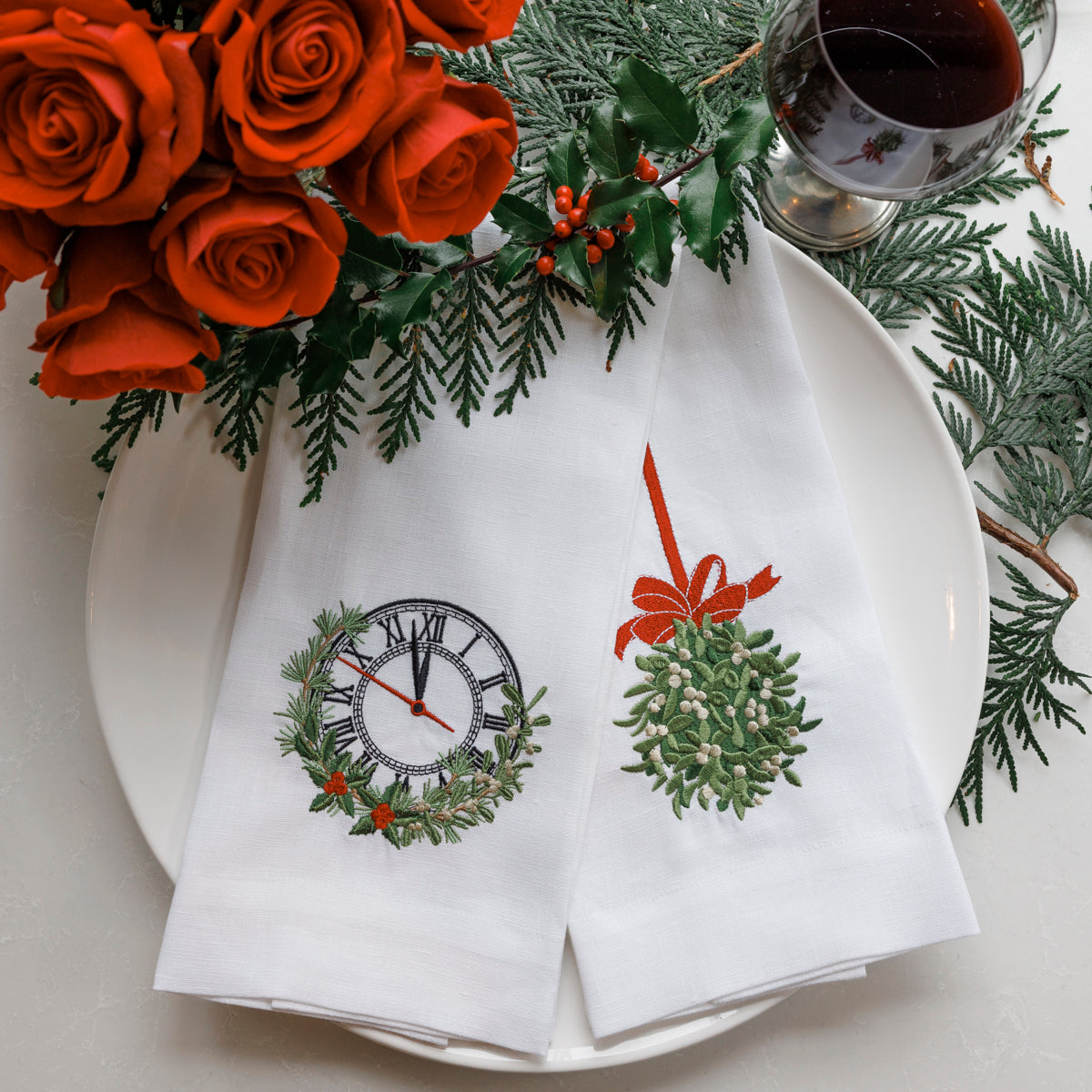 Christmas Eve Clock Linen Towel