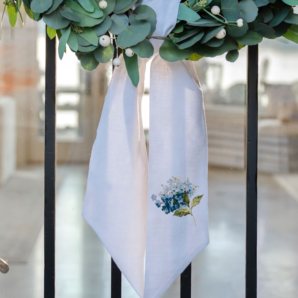 Blue Hydrangea Sash / Bow - New