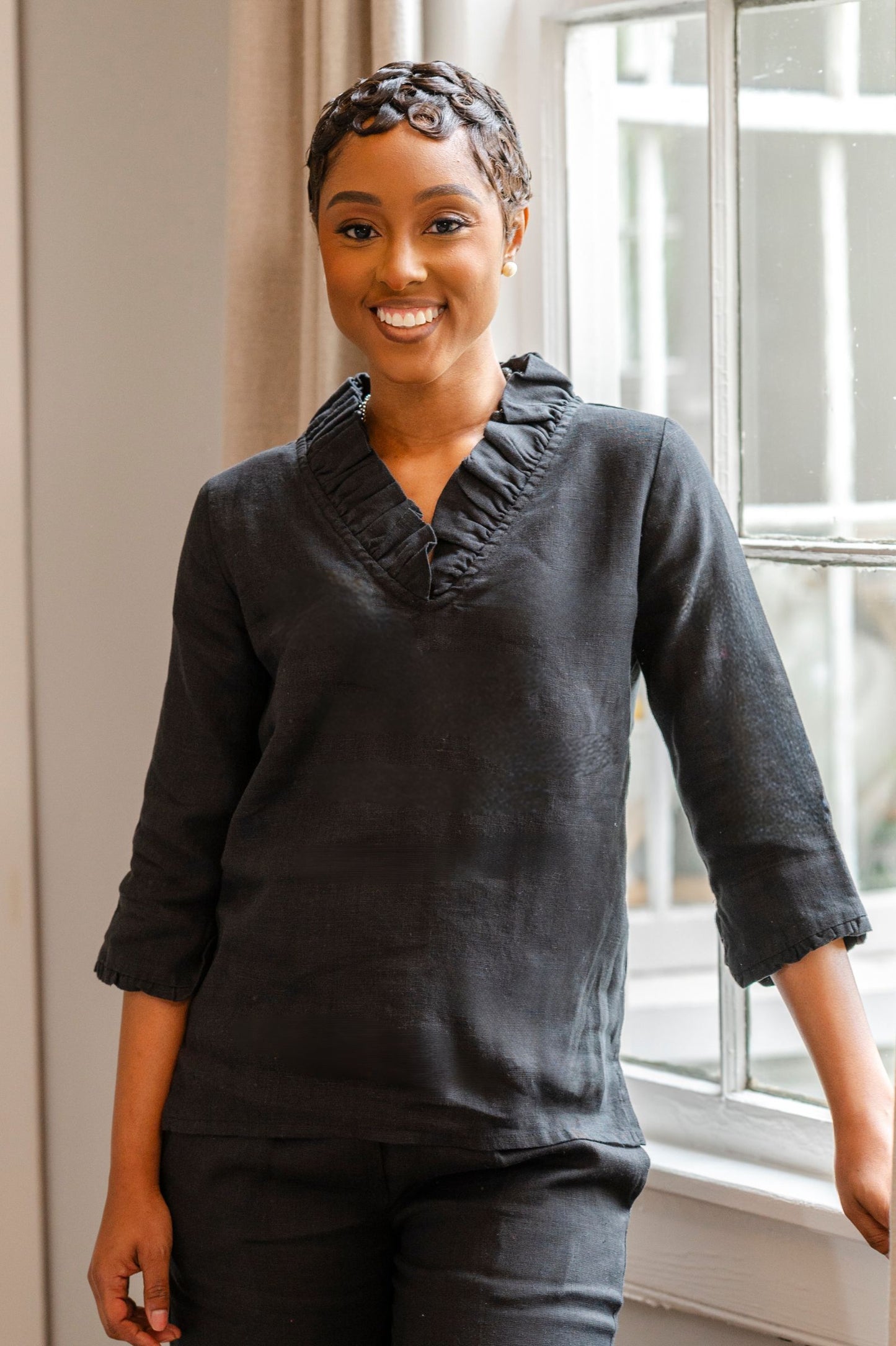 Charleston Ruffle Linen Top - New