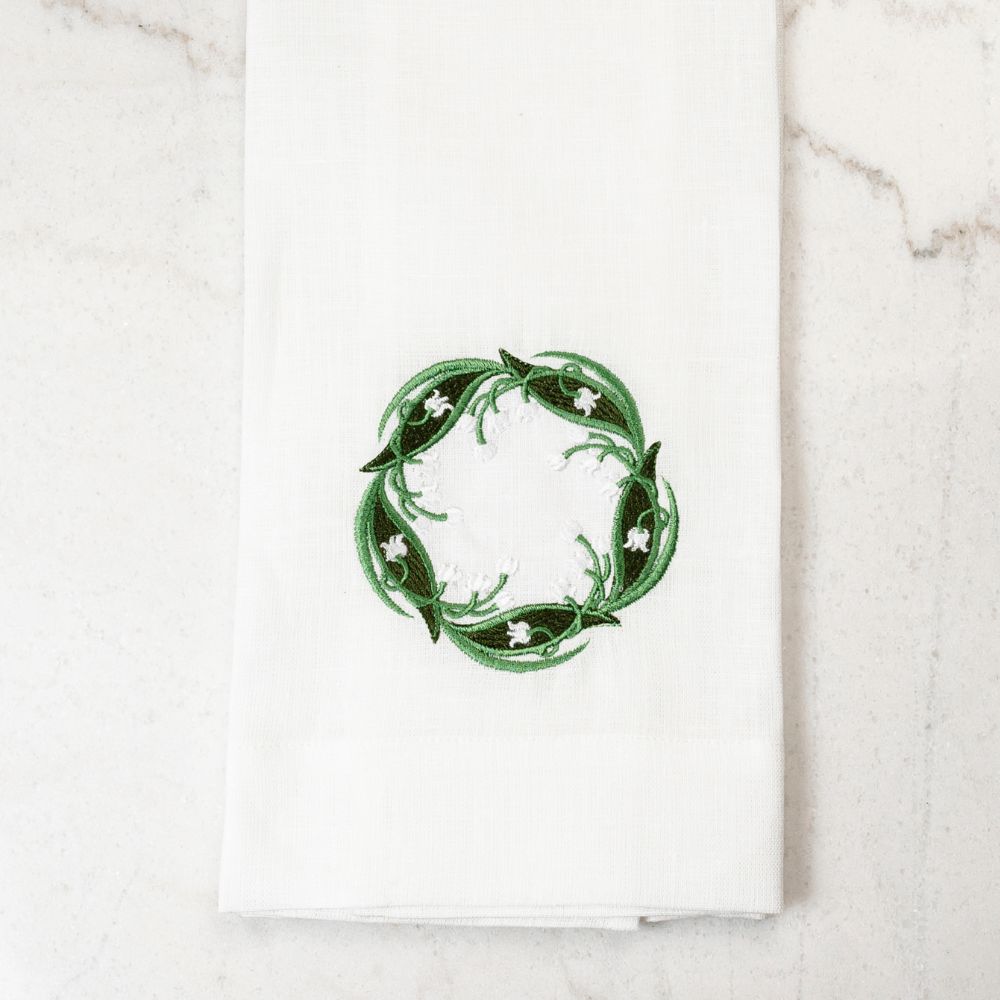 Lily of the Valley Wreath Linen Towel - New