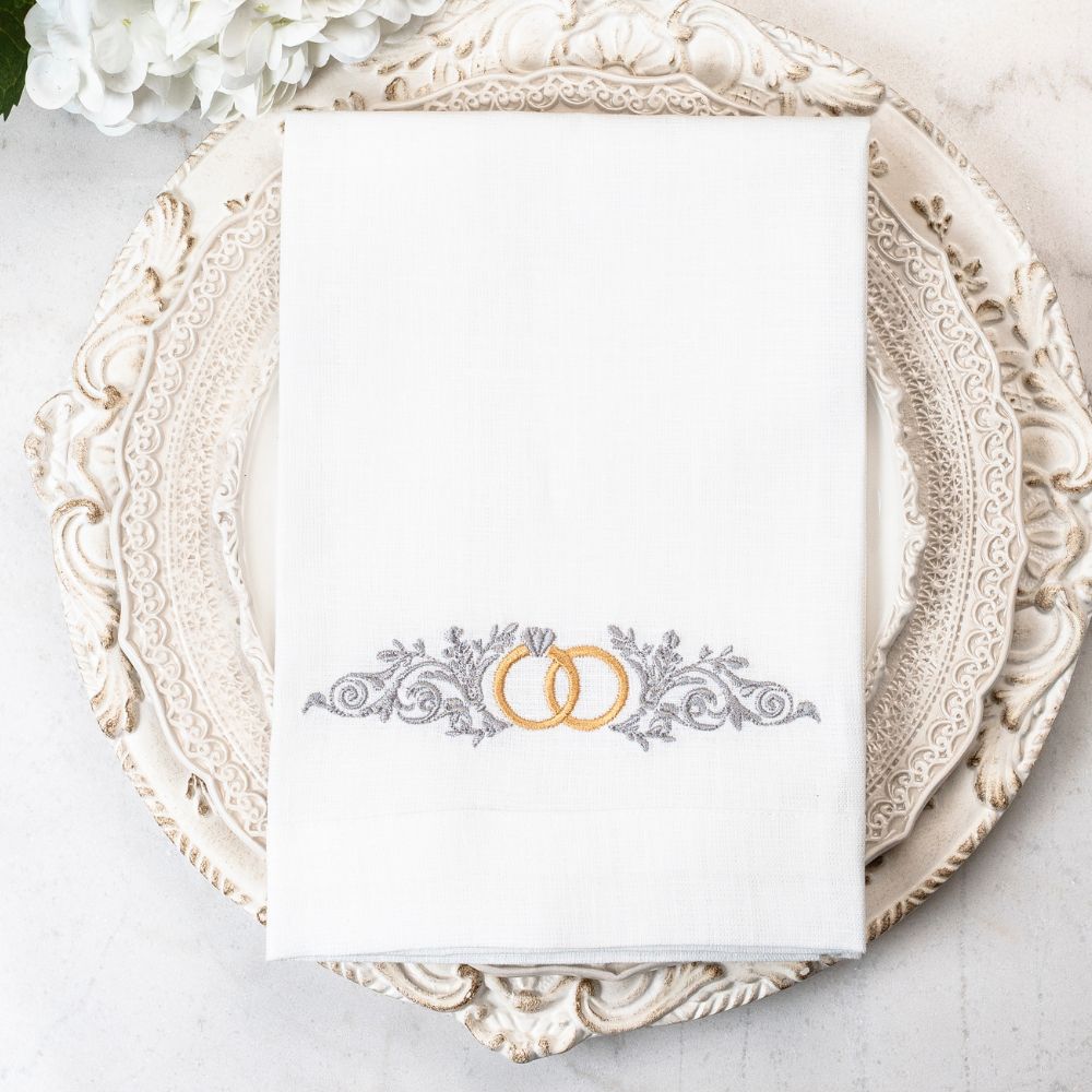 Unity Rings Tri-Fold Linen Napkin - New