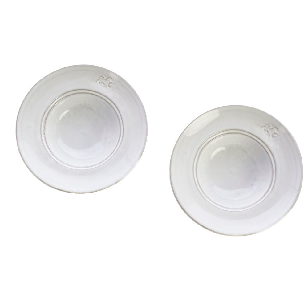 Firenze Dipping Bowl Set of Two white ceramic bowls looking from top on a white background