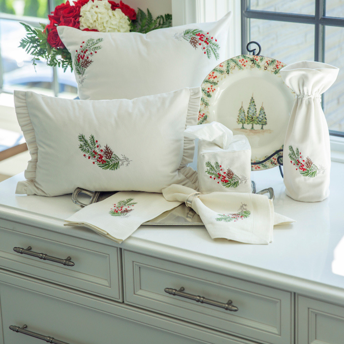 Coussin décoratif en velours Natale Sprig