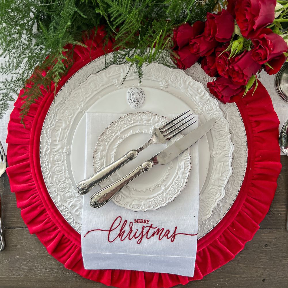 Round Ruffle Velvet Placemat - Two Sizes