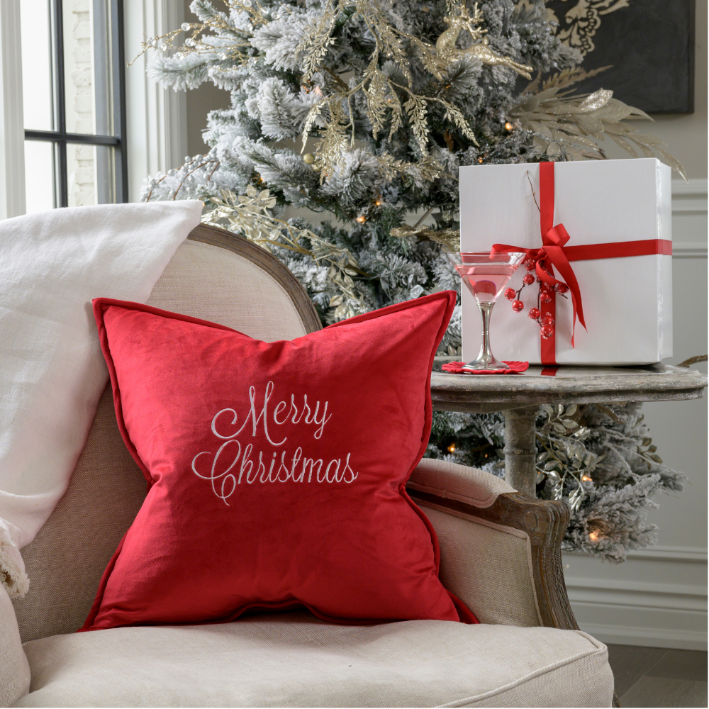 Merry Christmas Velvet Sicily Throw Pillow Arte Italica
