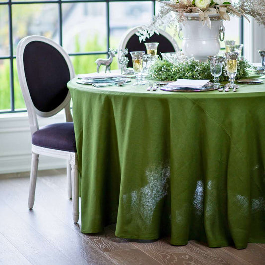 90" Solid Round Linen Tablecloth