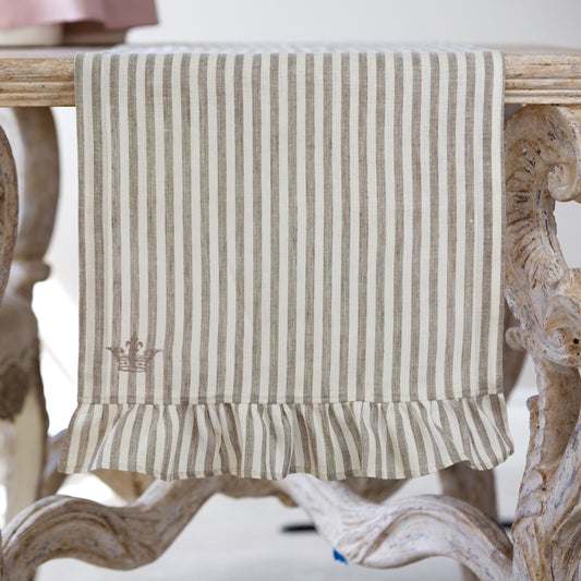 Flax Stripe Linen Table Runner - 17" Wide - Sale