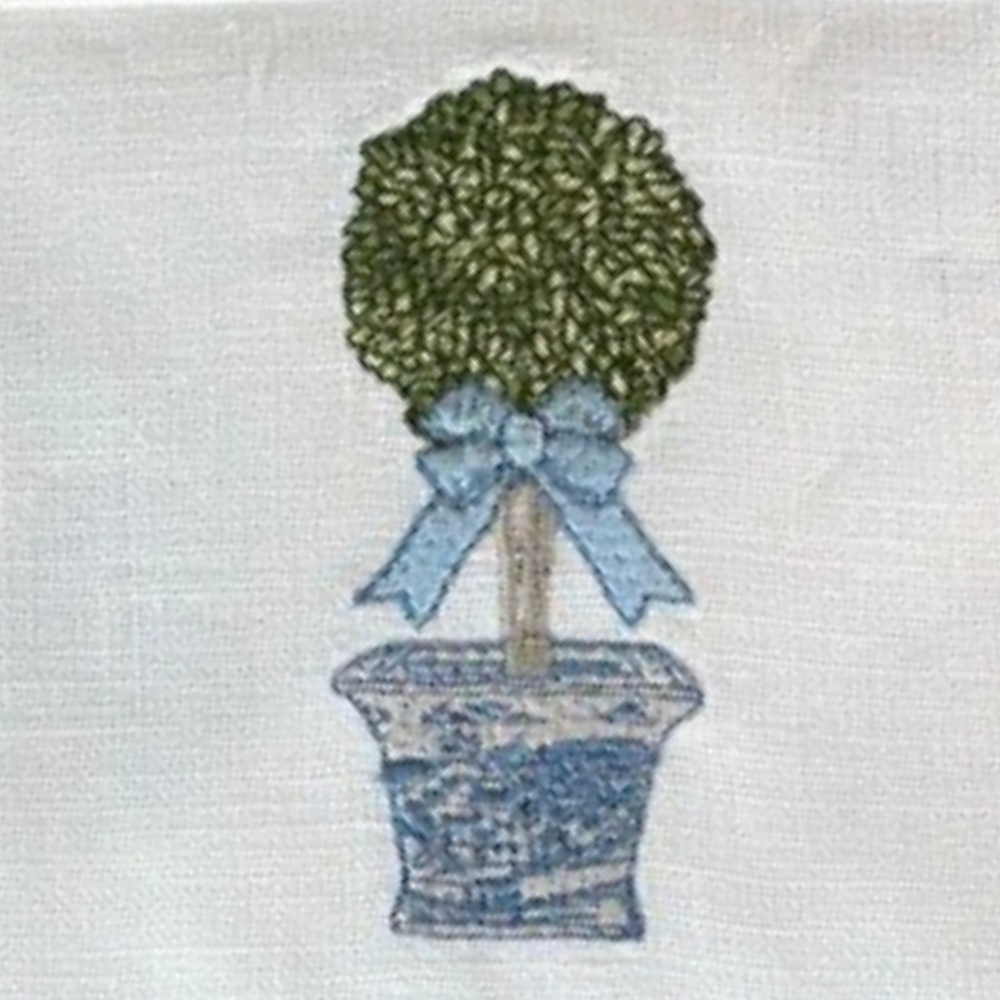 Chinoiserie Boxwood Topiary Cocktail Napkin Set