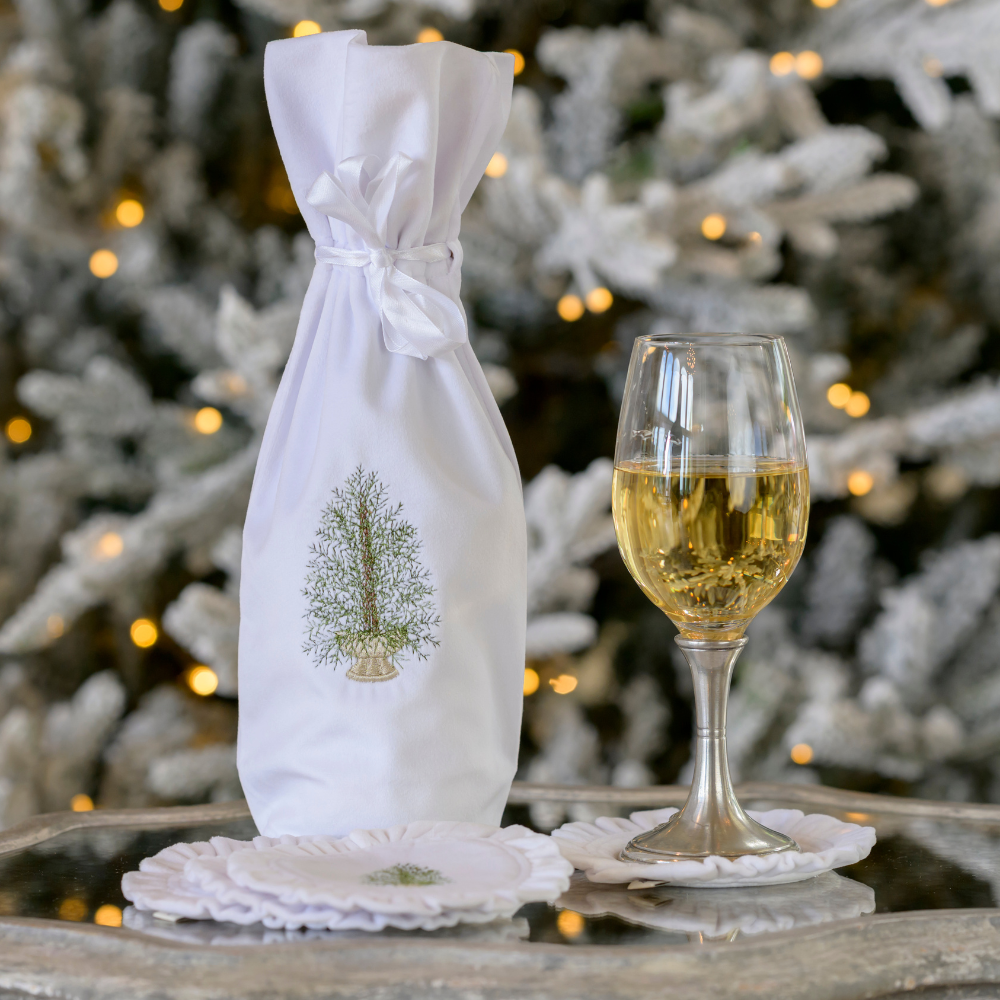 Pine Tree Velvet Wine Bag - New