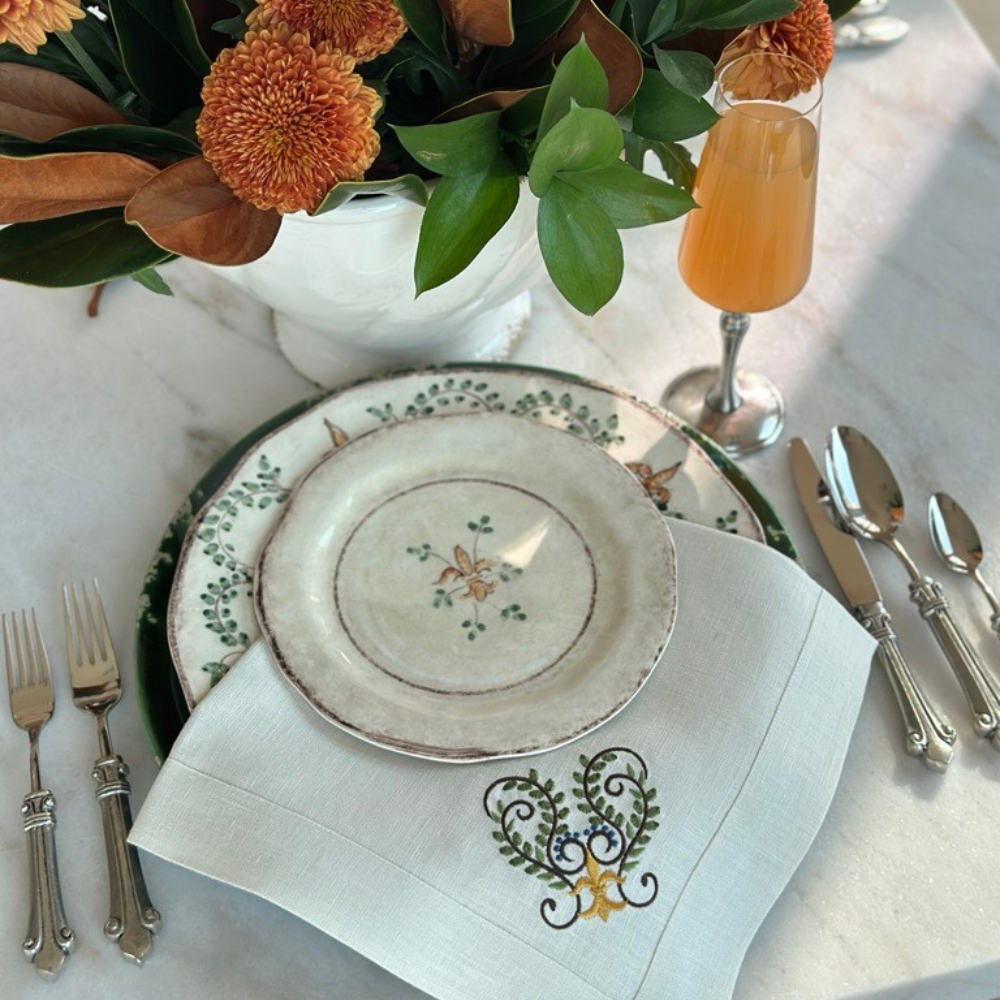 Medici Scroll Large Linen Napkin - New