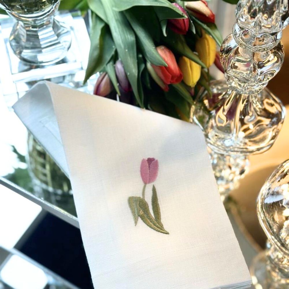 Pink Tulip Linen Towel - New