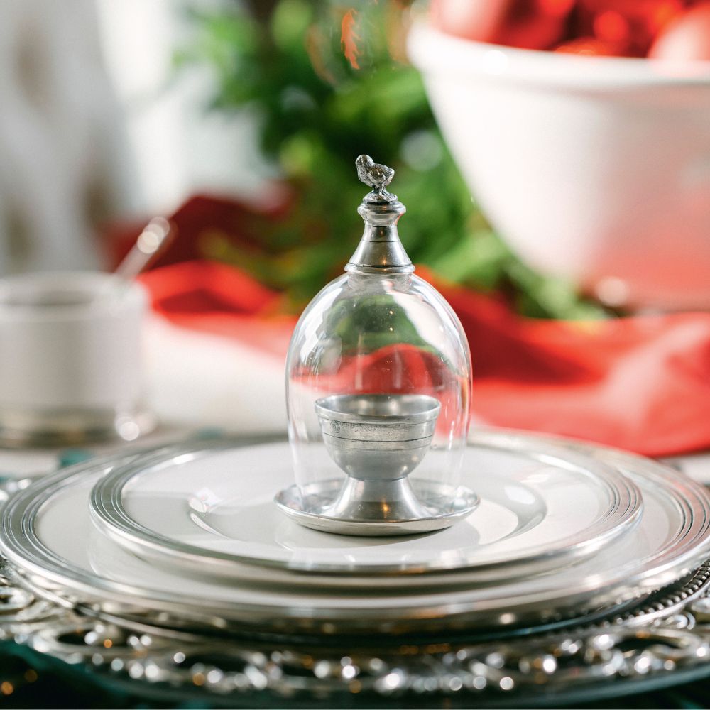 Egg Cup with Chick Glass Cloche - Website Exclusive
