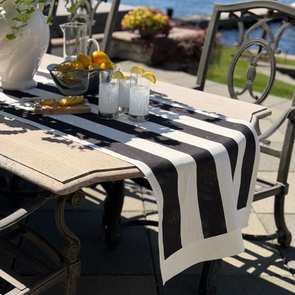 Portofino Bold Stripe Linen Table Runner