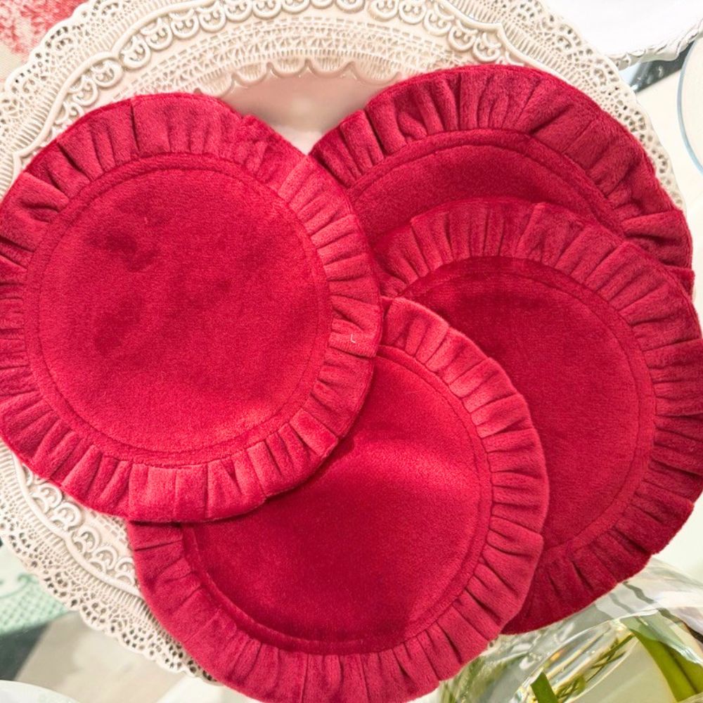 Round Ruffle Velvet Coaster Set