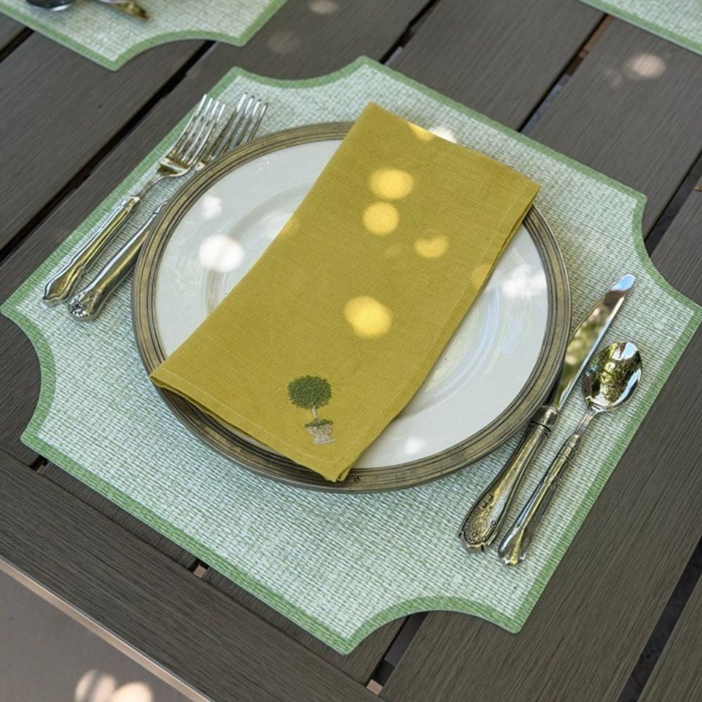 Splendido Square Wipeable Placemat, Green Border