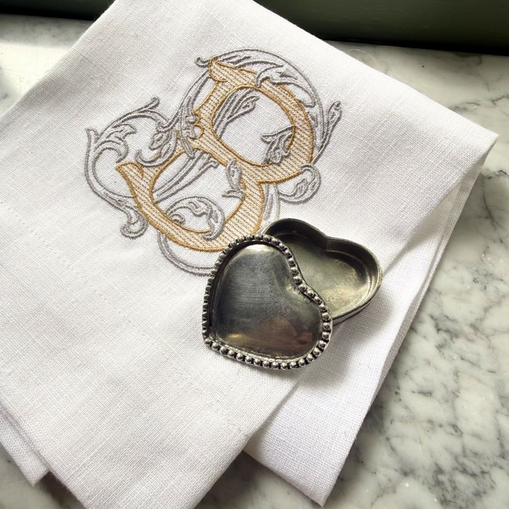 Vintage Beaded Pewter Heart Box - Website Exclusive