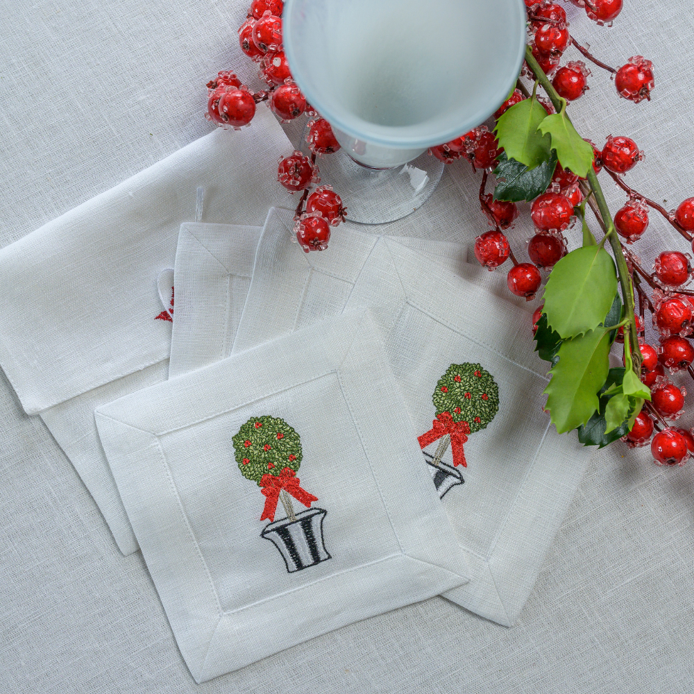 Holiday Topiary Cocktail Napkin Set - NEW