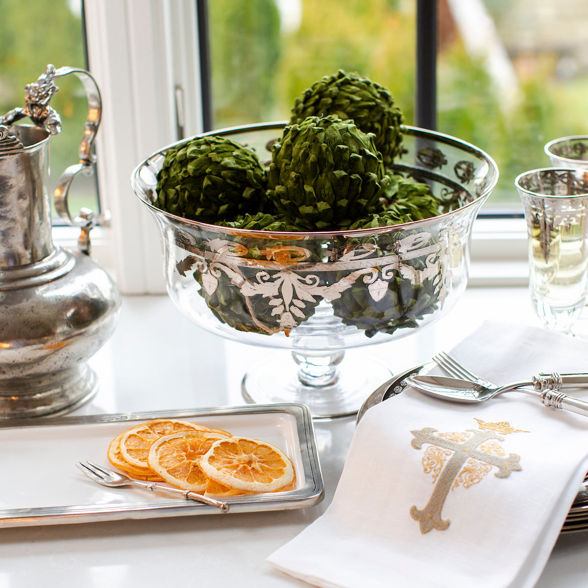 Vetro Platinum Large Footed Bowl