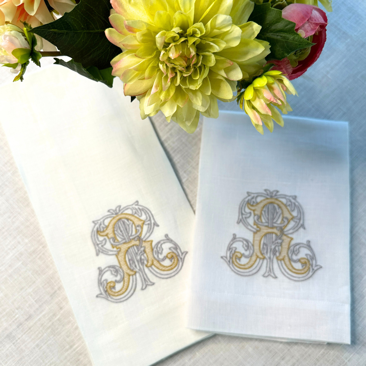 Vintage Vine Monogram Linen Towel