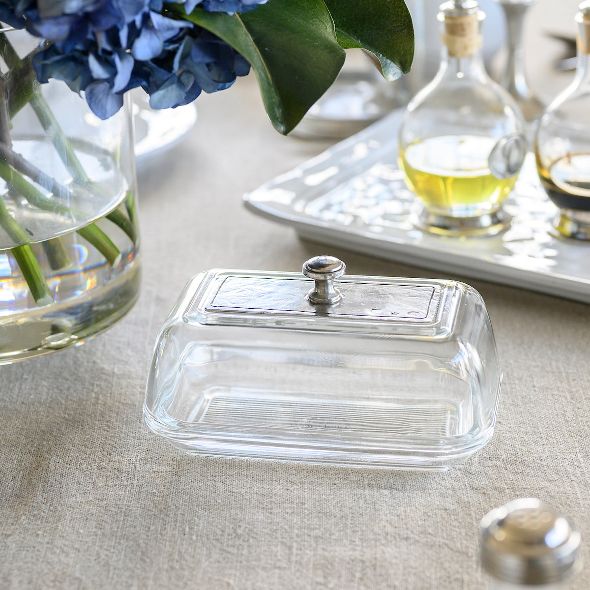 Vintage Glass Covered Butter Dish