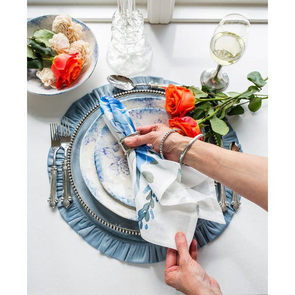 Blue Floral Watercolor Large Napkin