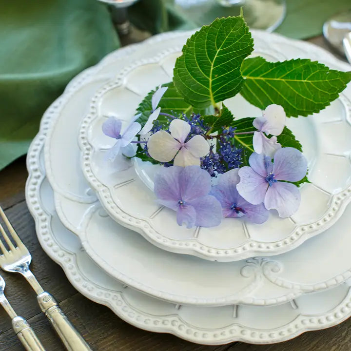Arte Italica Bella Bianca beaded salad dessert plate Italian stoneware elegant white glaze