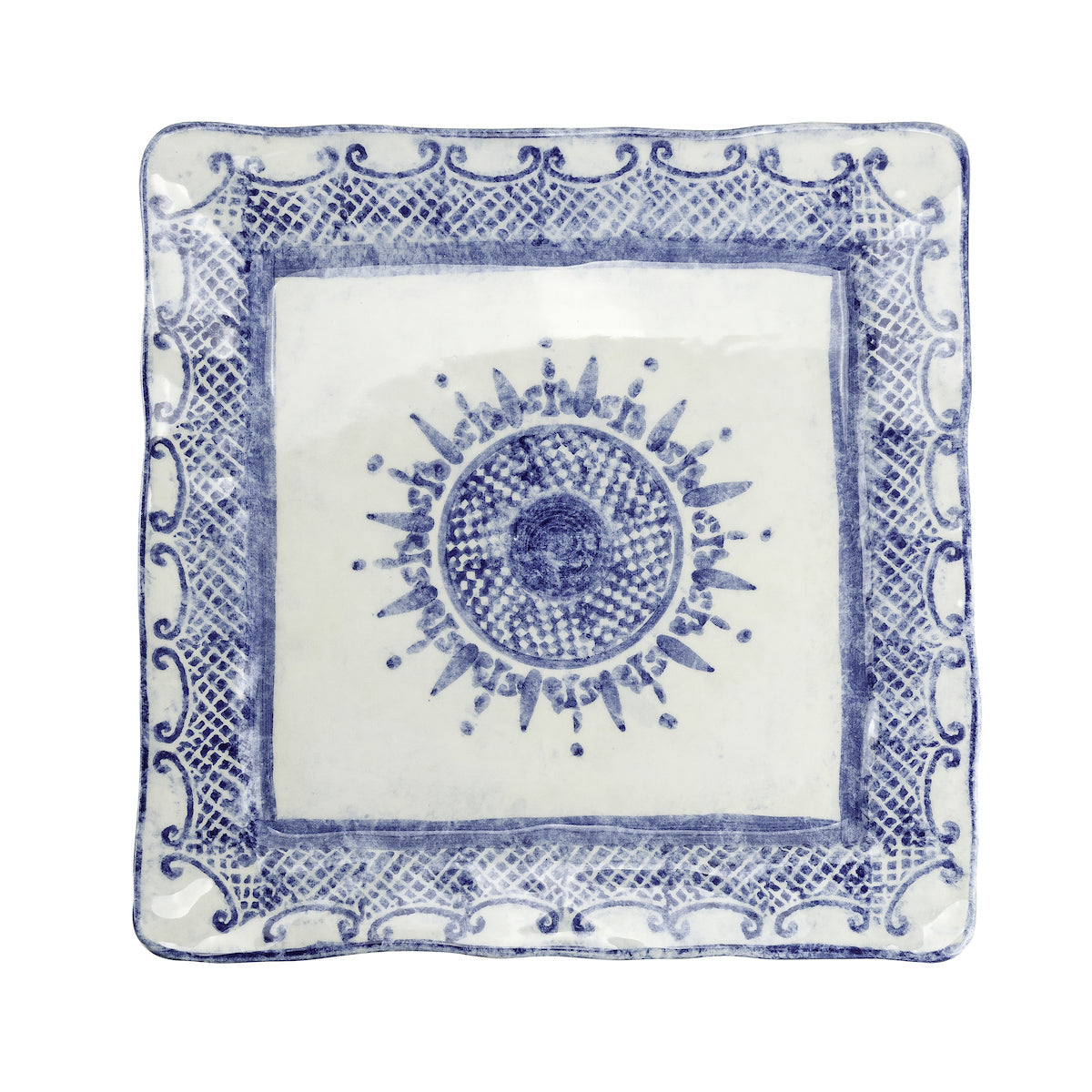 Burano Blue Square Dinner Plate – Hand Painted Italian Ceramic