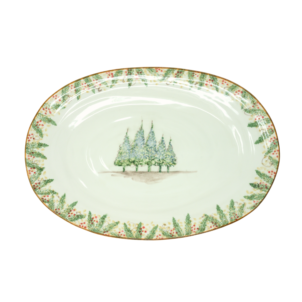 Natale Large Oval Platter | Hand-Painted Italian Ceramic Christmas Natale Large Oval Platter | Hand-Painted Italian Ceramic Christmas