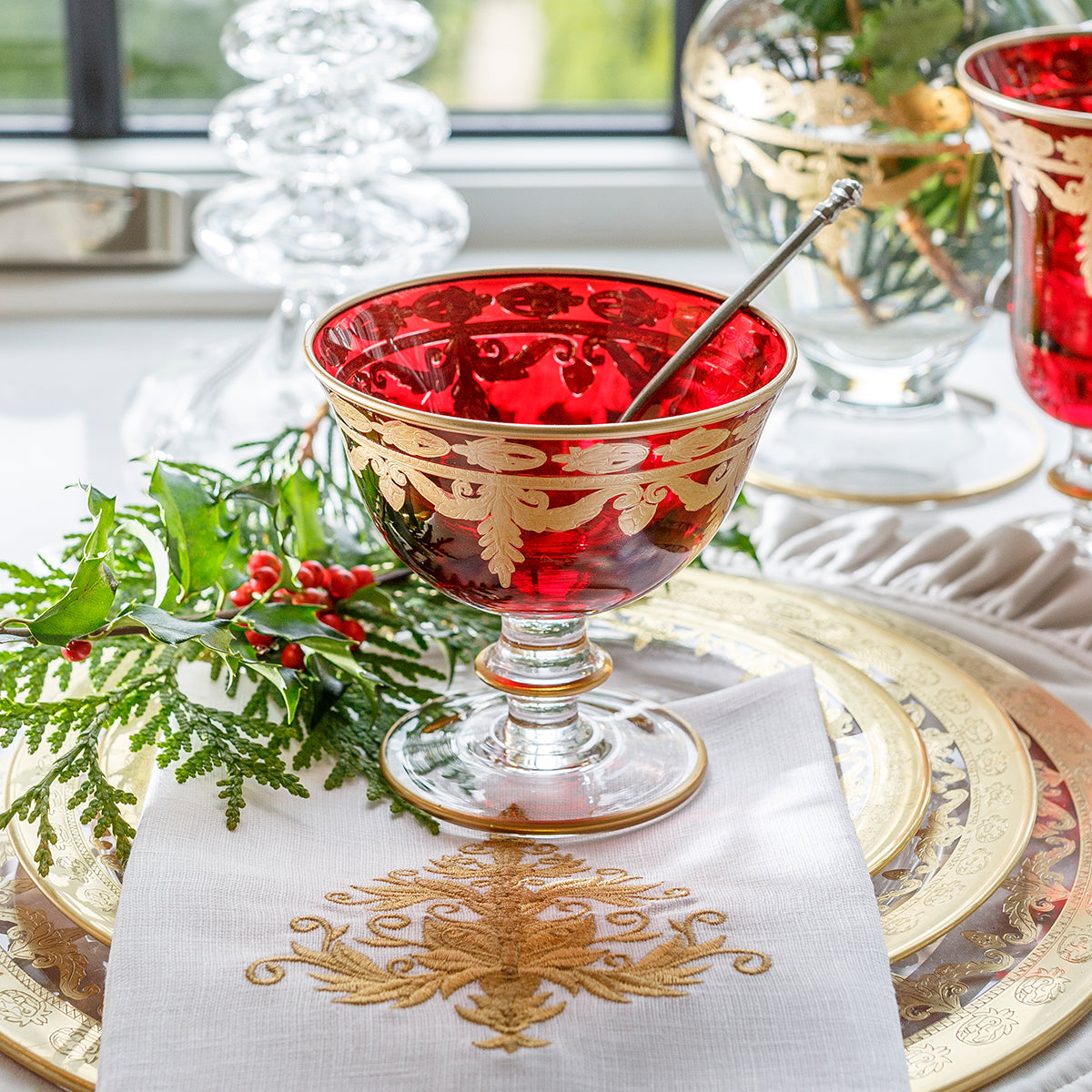Vetro Gold Red Compote