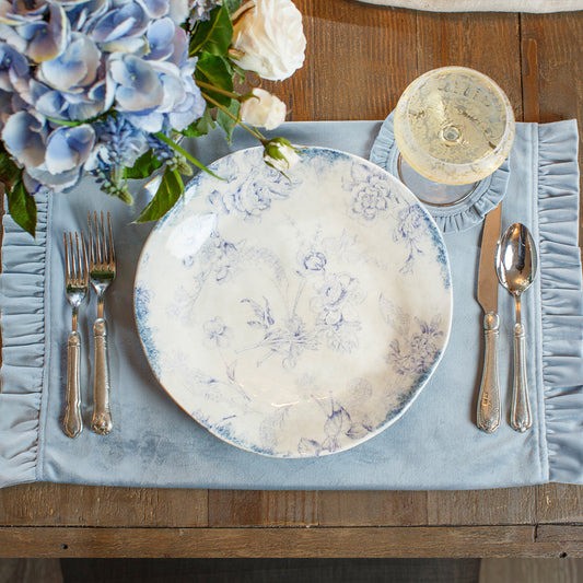 Velvet Rectangle Placemat with Ruffle