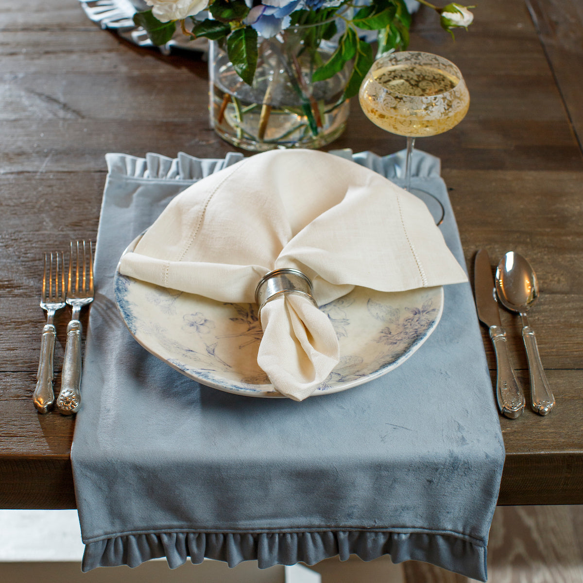 Velvet Rectangle Placemat with Ruffle - New Color