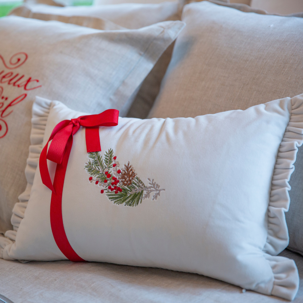 Natale Sprig Velvet Decor Pillow