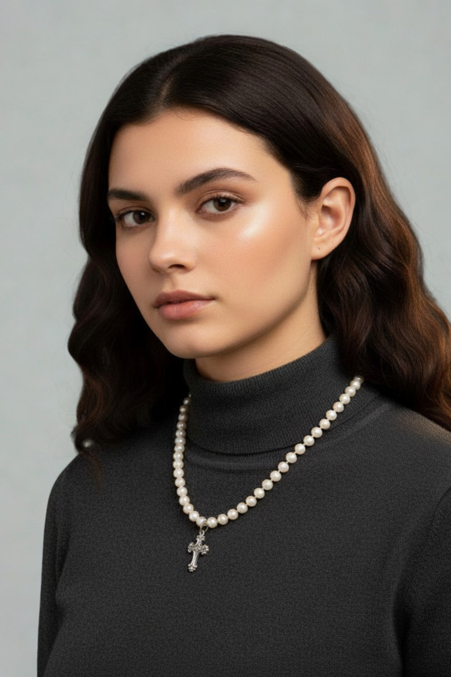 Necklace, Freshwater Pearl Petite Cross - NEW!
