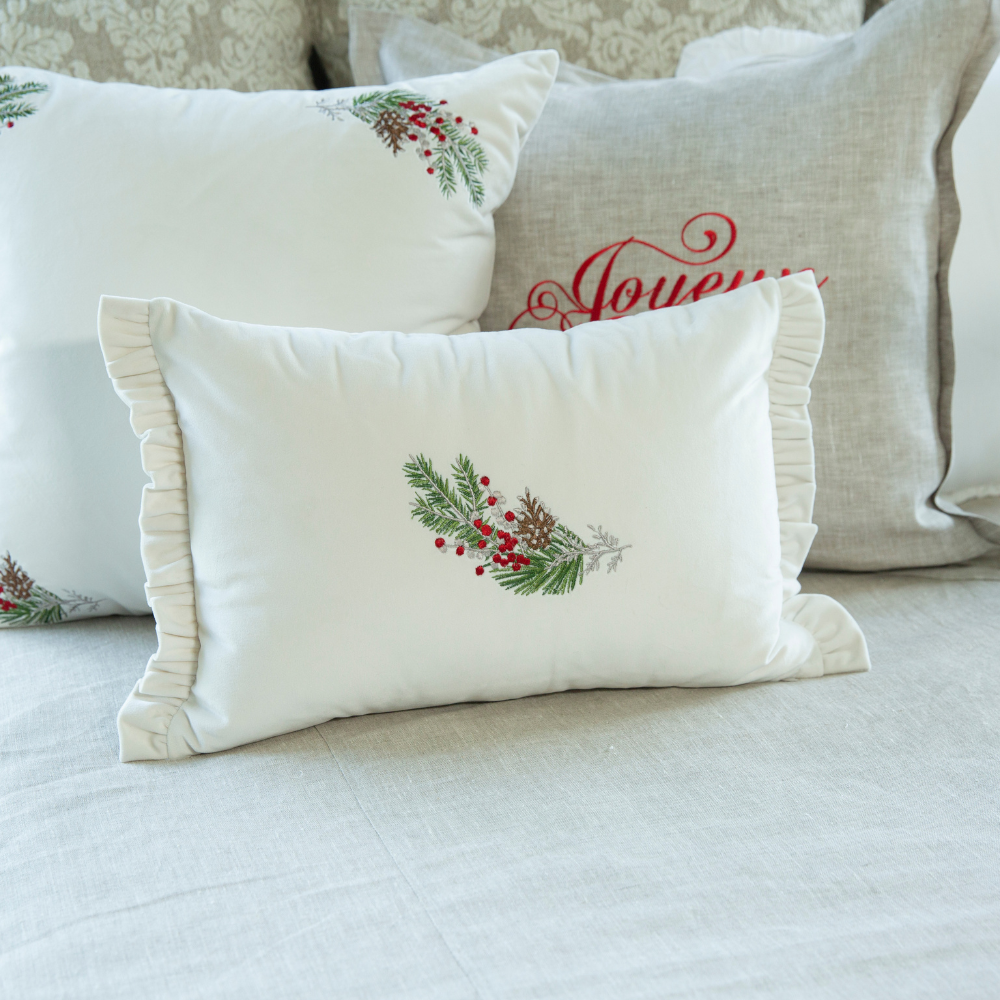 Natale Sprig Velvet Decor Pillow