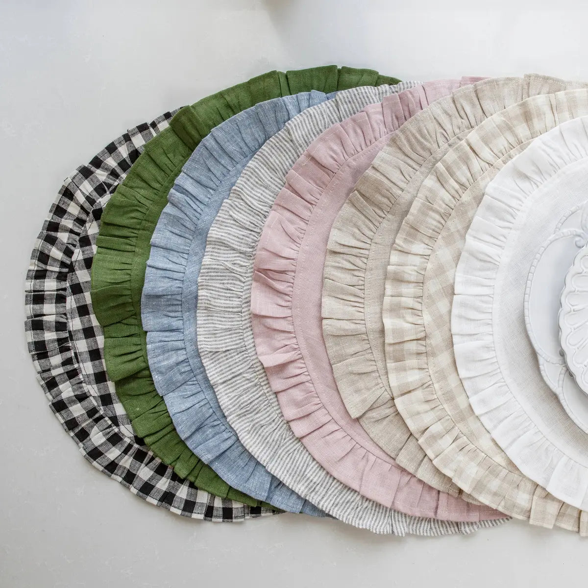 Round Ruffle Linen Placemat - New Colors