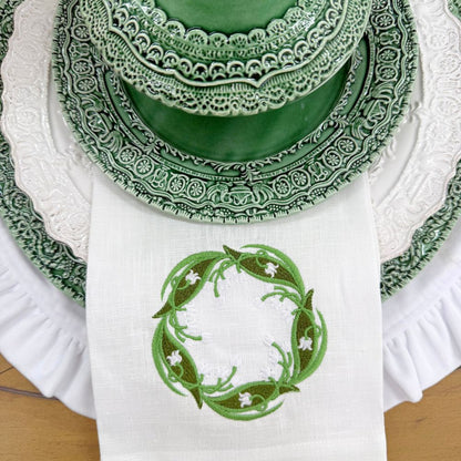 Lily of the Valley Wreath Linen Towel - New