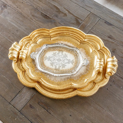 Florentino Wooden Tray Antique Gold/Silver