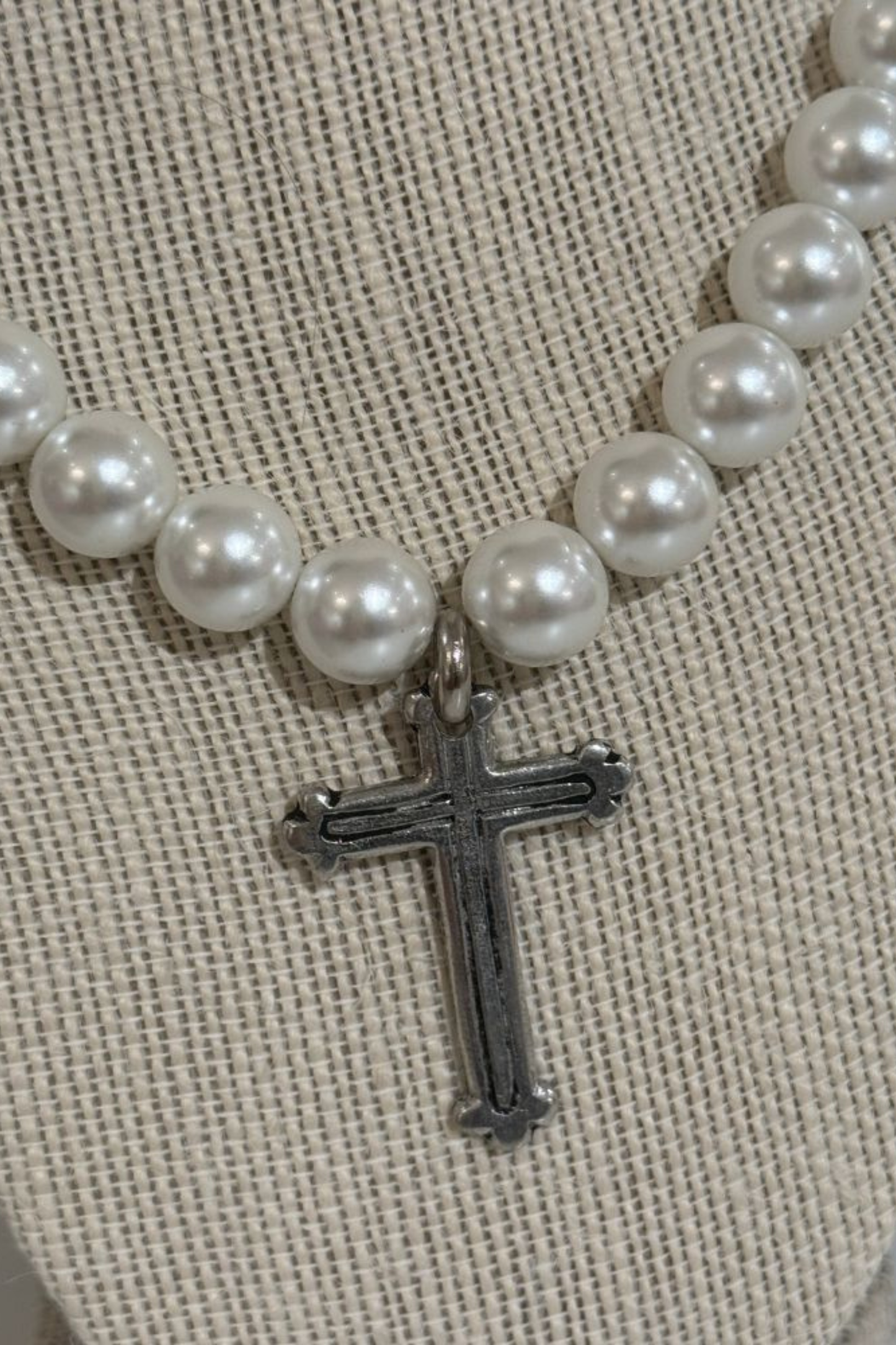 Mary Pearl and Cross Necklace - NEW!