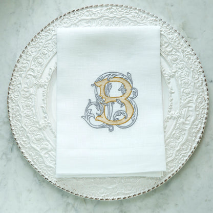 Serviette de table à trois plis monogramme vigne vintage