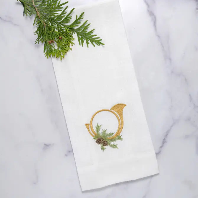 Christmas Horn Linen Towel