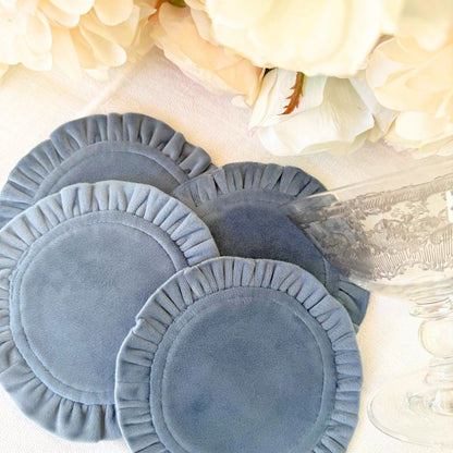 Round Ruffle Velvet Coaster Set