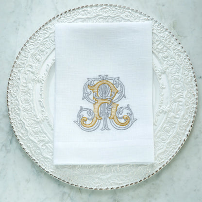 Serviette de table à trois plis monogramme vigne vintage
