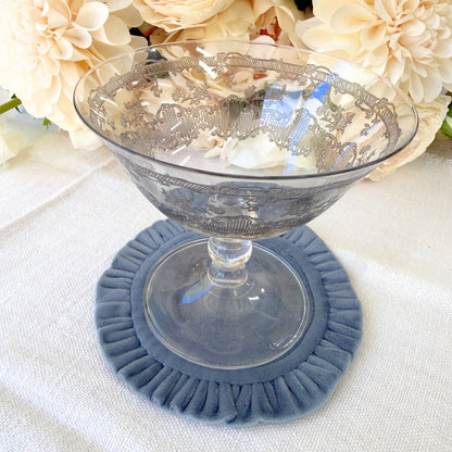 Round Ruffle Velvet Coaster Set