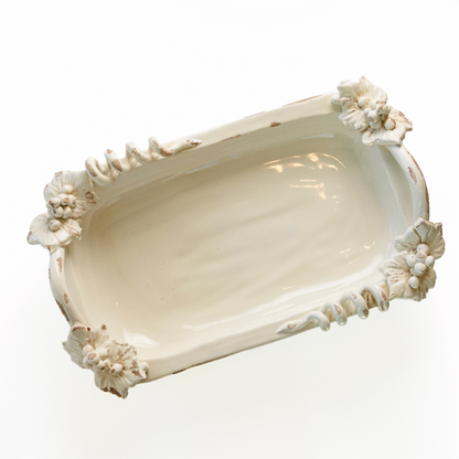 Top view of the Antico Toscana Small Rectangular cream dish on a plain white background
