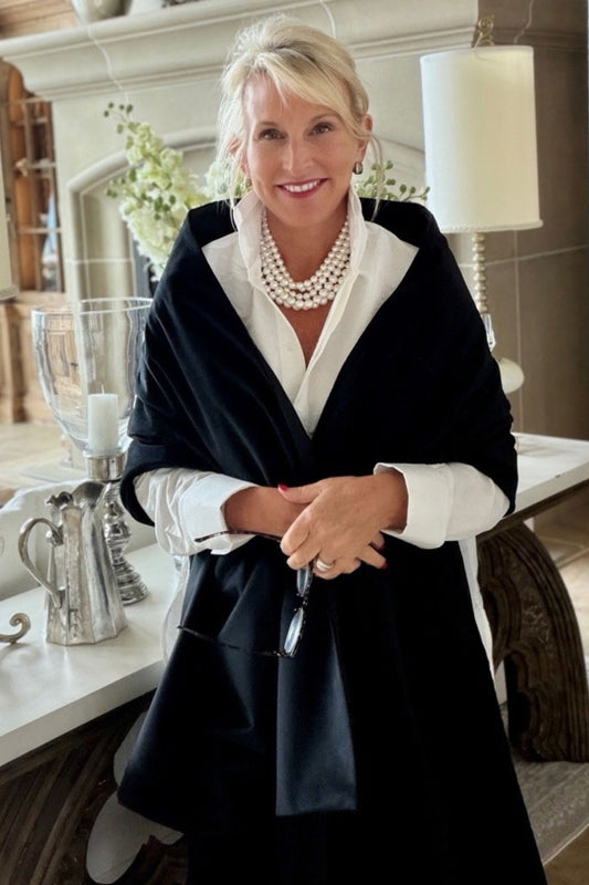 Midnight Wrap, Black Taffeta and Velvet