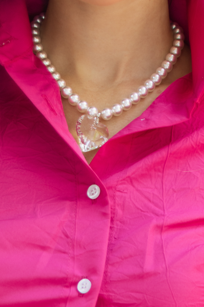 Pearl with Glass Heart Necklace - Website Exclusive